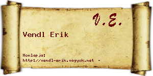 Vendl Erik névjegykártya